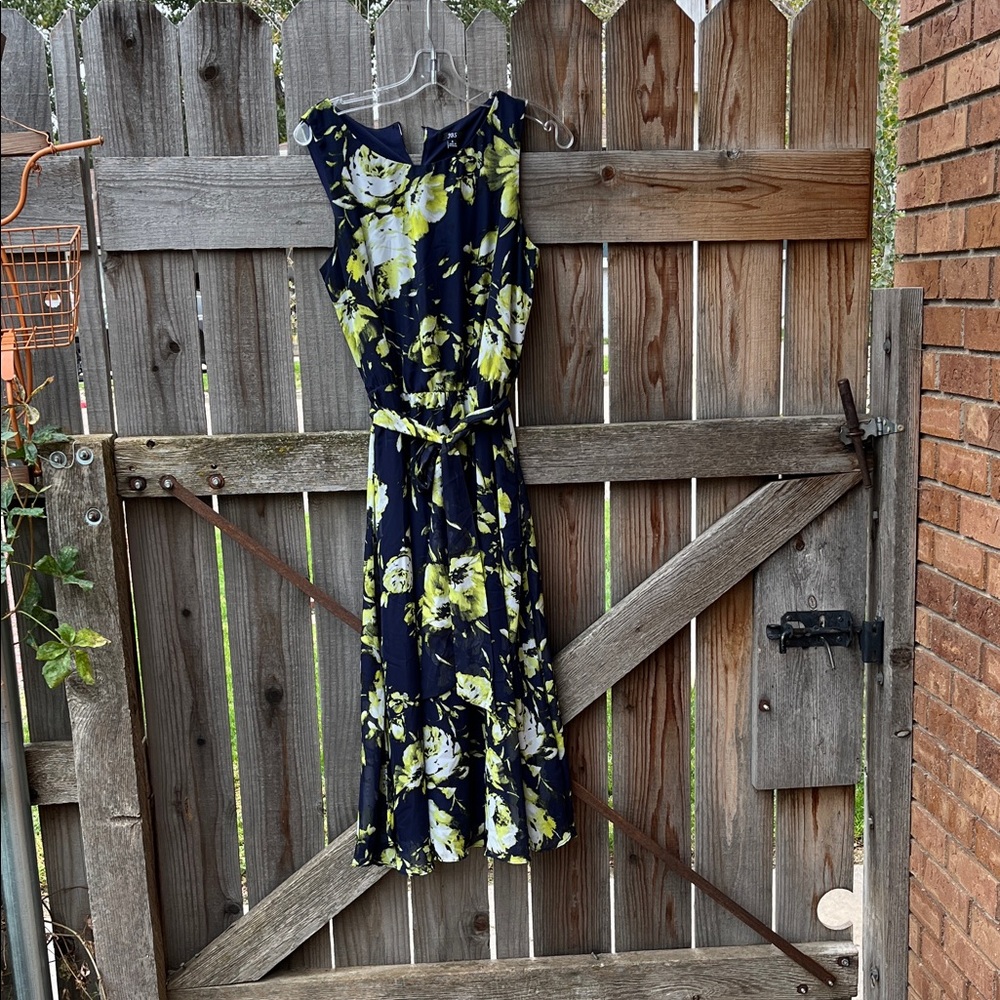 J.B.S. Floral Maxi Dress - Dark Blue and Yellow